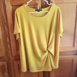 INC International Concepts Mustard Yellow Top with Side Knot Twist Size 2X
